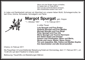 Traueranzeige von Margot Spurgat von ALLGEMEINE ZEITUNG UELZEN