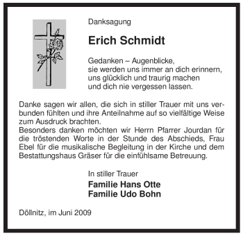 Traueranzeige von Erich Schmidt von ALLGEMEINE ZEITUNG UELZEN