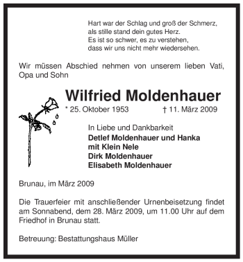 Traueranzeige von Wilfried Moldenhauer von ALLGEMEINE ZEITUNG UELZEN