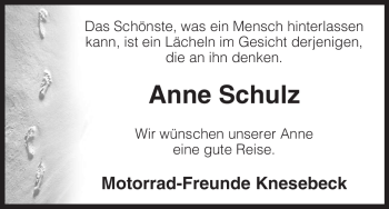 Traueranzeige von Anne Schulz von ALLGEMEINE ZEITUNG UELZEN