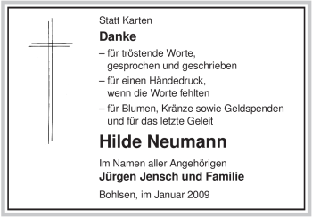 Traueranzeige von Hilde Neumann von ALLGEMEINE ZEITUNG UELZEN