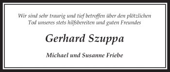 Traueranzeige von Gerhard Szuppa von ALLGEMEINE ZEITUNG UELZEN