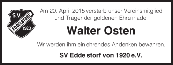 Traueranzeige von Walter Osten von Uelzen