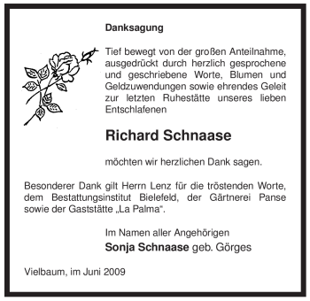 Traueranzeige von Richard Schnaase von ALLGEMEINE ZEITUNG UELZEN