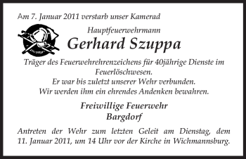 Traueranzeige von Gerhard Szuppa von ALLGEMEINE ZEITUNG UELZEN