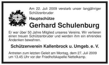 Traueranzeige von Gerhard Schulenburg von ALLGEMEINE ZEITUNG UELZEN