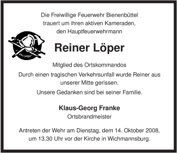 Traueranzeige von Reiner Löper von ALLGEMEINE ZEITUNG UELZEN