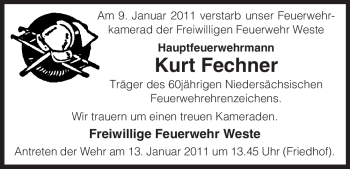 Traueranzeige von Kurt Fechner von ALLGEMEINE ZEITUNG UELZEN