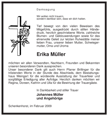 Traueranzeige von Erika Müller von ALLGEMEINE ZEITUNG UELZEN