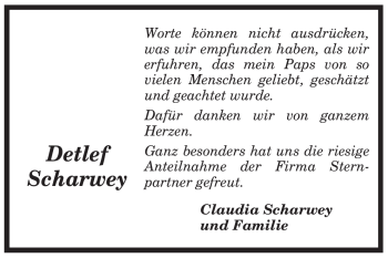 Traueranzeige von Detlef Scharwey von ALLGEMEINE ZEITUNG UELZEN