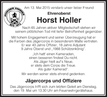 Traueranzeige von Horst Holler von Uelzen