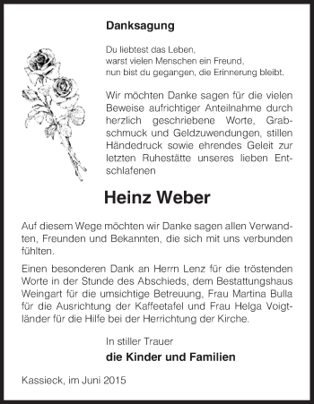 Traueranzeige von Heinz Weber von Uelzen