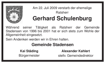 Traueranzeige von Gerhard Schulenburg von ALLGEMEINE ZEITUNG UELZEN