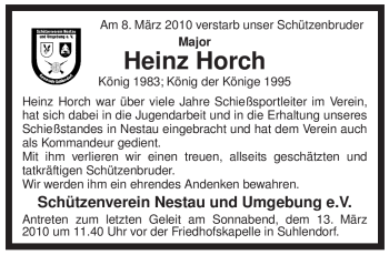 Traueranzeige von Heinz Horch von ALLGEMEINE ZEITUNG UELZEN