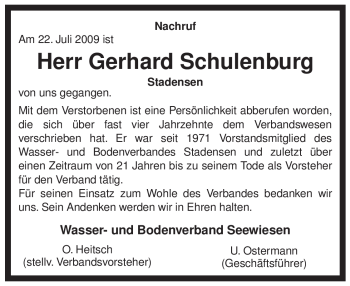 Traueranzeige von Gerhard Schulenburg von ALLGEMEINE ZEITUNG UELZEN