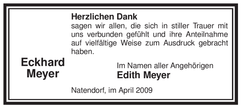  Traueranzeige für Eckhard Meyer vom 08.04.2009 aus ALLGEMEINE ZEITUNG UELZEN