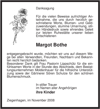 Traueranzeige von Margot Bothe von ALLGEMEINE ZEITUNG UELZEN