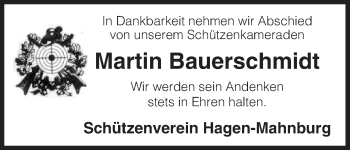 Traueranzeige von Martin Bauerschmidt von Uelzen