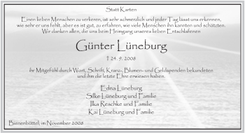 Traueranzeige von Günter Lüneburg von ALLGEMEINE ZEITUNG UELZEN