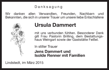 Traueranzeige von Ursula Dammert von Uelzen