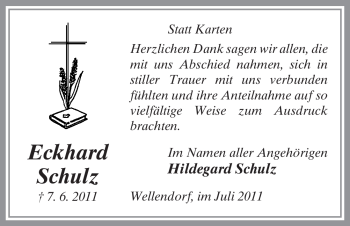 Traueranzeige von Eckhard Schulz von ALLGEMEINE ZEITUNG UELZEN