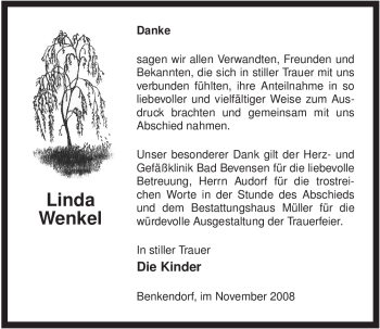 Traueranzeige von Linda Wenkel von ALLGEMEINE ZEITUNG UELZEN