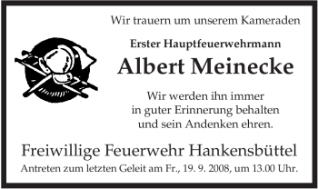 Traueranzeige von Albert Meinecke von ALLGEMEINE ZEITUNG UELZEN