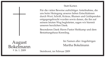 Traueranzeige von August Bokelmann von ALLGEMEINE ZEITUNG UELZEN