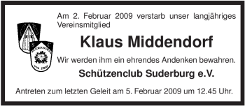 Traueranzeige von Klaus Middendorf von ALLGEMEINE ZEITUNG UELZEN