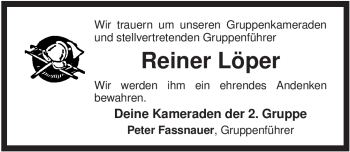 Traueranzeige von Reiner Löper von ALLGEMEINE ZEITUNG UELZEN