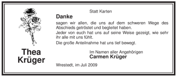 Traueranzeige von Thea Krüger von ALLGEMEINE ZEITUNG UELZEN