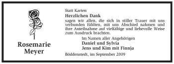 Traueranzeige von Rosemarie Meyer von ALLGEMEINE ZEITUNG UELZEN