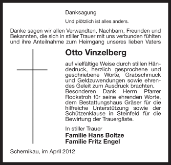 Traueranzeige von Otto Vinzelberg von ALLGEMEINE ZEITUNG UELZEN