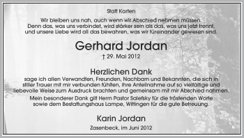 Traueranzeige von Gerhard Jordan von ALLGEMEINE ZEITUNG UELZEN