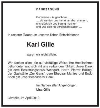 Traueranzeige von Kurt Gille von ALLGEMEINE ZEITUNG UELZEN