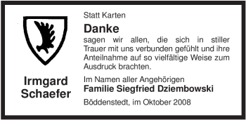 Traueranzeige von Irmgard Schaefer von ALLGEMEINE ZEITUNG UELZEN