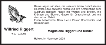 Traueranzeige von Wilfried Riggert von ALLGEMEINE ZEITUNG UELZEN