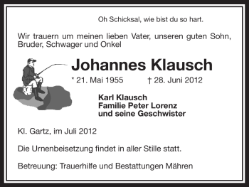 Traueranzeige von Johannes Klausch von ALLGEMEINE ZEITUNG UELZEN