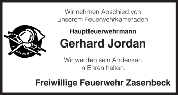 Traueranzeige von Gerhard Jordan von ALLGEMEINE ZEITUNG UELZEN