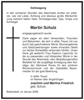 Traueranzeige von Martin Schulz von ALLGEMEINE ZEITUNG UELZEN