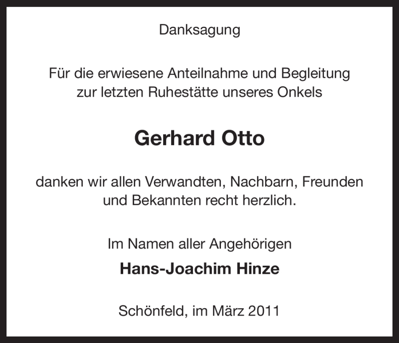  Traueranzeige für Gerhard Otto vom 10.03.2011 aus ALLGEMEINE ZEITUNG UELZEN