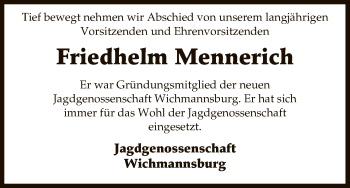 Traueranzeige von Friedhelm Mennerich von Uelzen