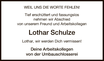 Traueranzeige von Lothar Schulze von Uelzen