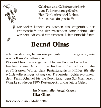 Traueranzeige von Bernd Olms von Uelzen