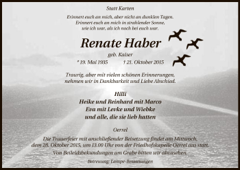 Traueranzeige von Renate Haber von Uelzen