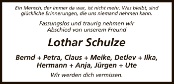 Traueranzeige von Lothar Schulze von Uelzen