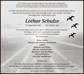 Traueranzeige von Lothar Schulze von Uelzen