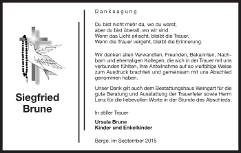 Traueranzeige von Siegfried Brune von Uelzen