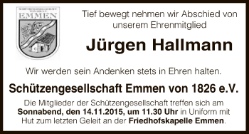 Traueranzeige von Jürgen Hallmann von Uelzen