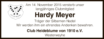 Traueranzeige von Hardy Meyer von Uelzen